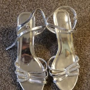 Womens silver low heels